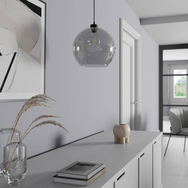 Lampada a sospensione in vetro Cubus TK Lighting, dimmerabile, Nero, Soggiorno / Sala da pranzo, Vetro, Moderno, Lampada a sospensione