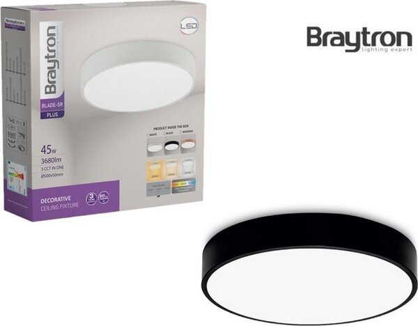 Braytron LED plafoniera 45W 50Ø BLADE SR lampada 3020 lumen plafoniera rotonda nera