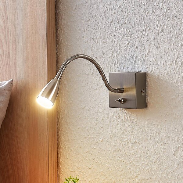 Applique da parete a LED Jolka Lindby, Alluminio / Grigio / Zincato, Camera da letto, Metallo, Moderno, Applique a LED