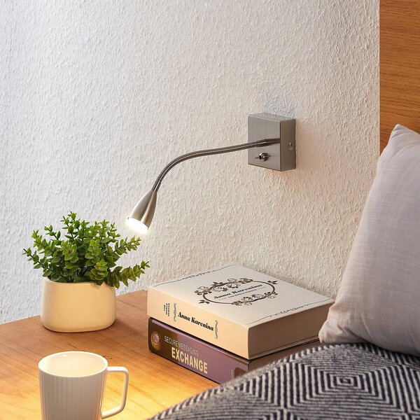 Applique da parete a LED Jolka Lindby, Alluminio / Grigio / Zincato, Camera da letto, Metallo, Moderno, Applique a LED