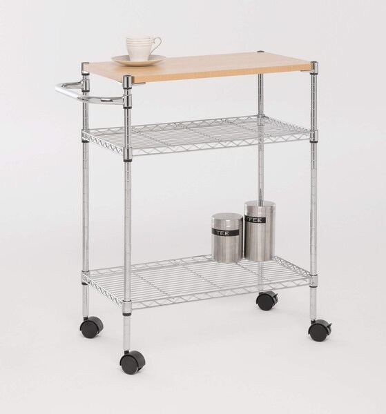 HOMCOM Carrello da Cucina in Truciolato con Ripiano Aperto, Armadietto a 2  Ante e Scaffale Laterale, 75x40x80.5 cm