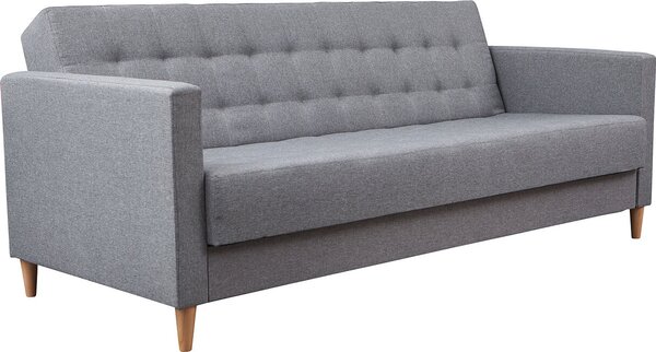 3xDivano angolare living MALORY X - divano letto moderno con funzione letto e rete, in grigio chiaro, gambe in legno, larghezza 200 cm, 6 varianti di colore