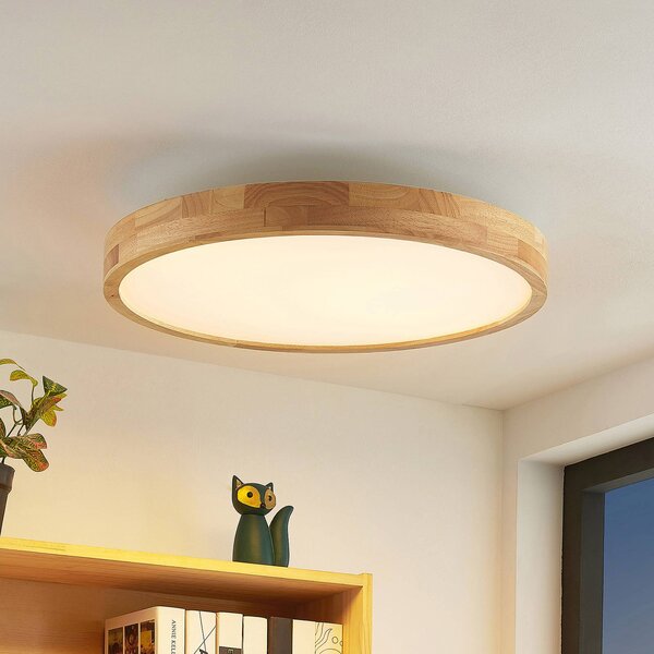 Plafoniera soffitto Lanira Lindby, dimmerabile, Legno chiaro, Soggiorno / Sala da pranzo, Legno, Moderno, Plafoniera
