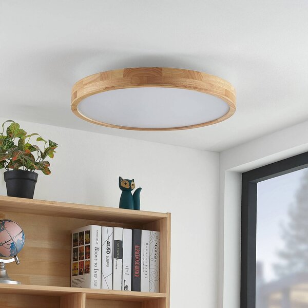 Plafoniera soffitto Lanira Lindby, dimmerabile, Legno chiaro, Soggiorno / Sala da pranzo, Legno, Moderno, Plafoniera