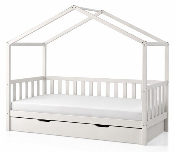 Letto per bambini in legno di pino bianco con letto estraibile e contenitore 90x200 cm DALLAS - Vipack