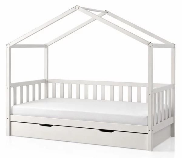 Letto per bambini in legno di pino bianco con letto estraibile e contenitore 90x200 cm DALLAS - Vipack
