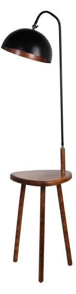 Lampada da terra nera/marrone con paralume in metallo con ripiano incluso (altezza totale 160 cm) Table – Opviq lights