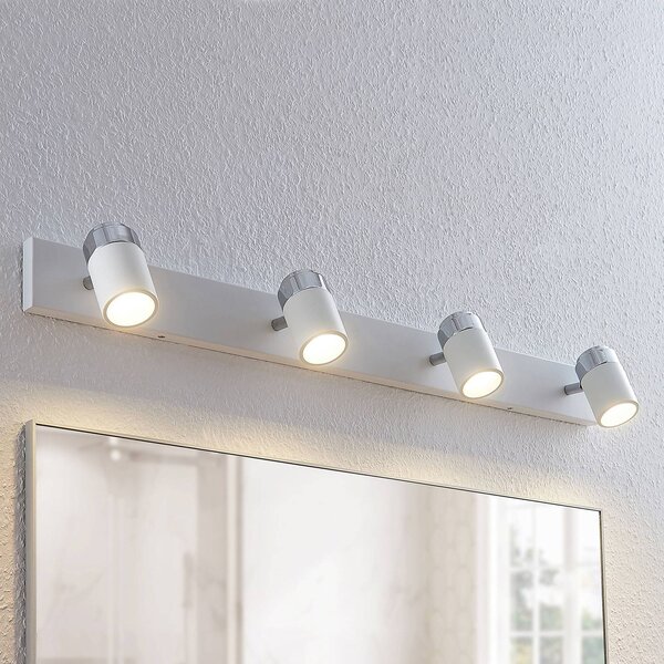 Lindby fatto Kardo, a 4 luci, bianco, metallo, IP44 Kardo Lindby, dimmerabile, Bianco / Opale, Bagno, Metallo, Moderno, Faretto