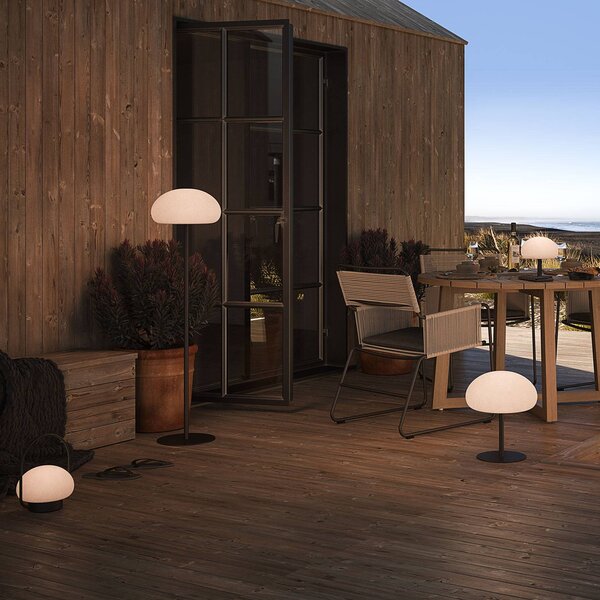 Nordlux Lampada LED per terrazza ricaricabile Sponge, bianco/nero, metallo, IP65 Sponge Floor, dimmerabile, Bianco / Opale, Metallo, Moderno