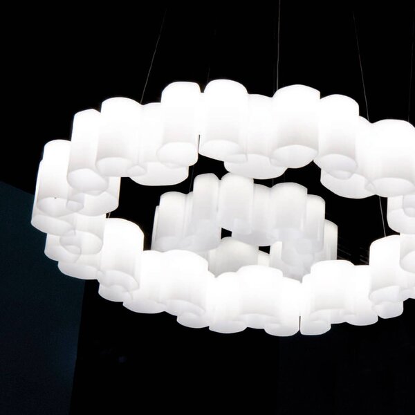 Stilnovo Lampada LED a sospensione Honey, dimmerabile, rotonda, 58 cm dimmerabile, Bianco / Opale, Soggiorno / Sala da pranzo, Plastica, Moderno