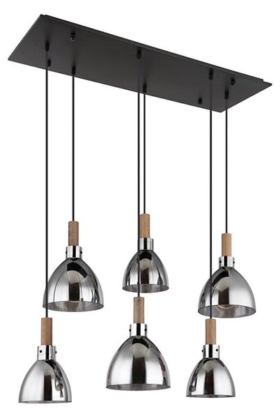 Globo 15550-6H - Lampadario sospeso MATTEA 6xE27/6W/230V nero/fumé