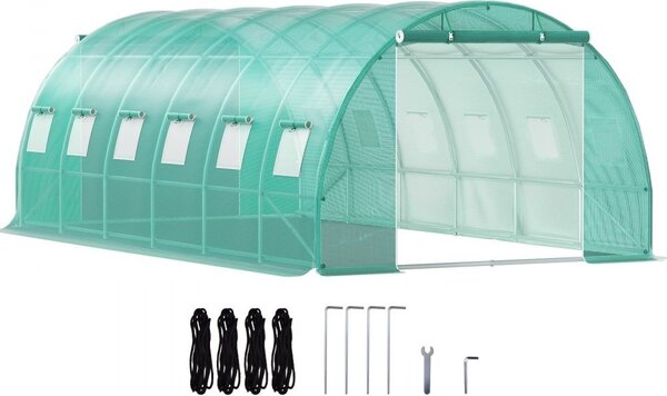 Serra ad arco Serra 6,1x3x2,1 m- Serra a pellicola con struttura in acciaio zincato e telo in PE- Serra a tunnel, impermeabile e resistente ai raggi UV- Serra per pomodori- Ideale per la coltivazione di ortaggi e fiori