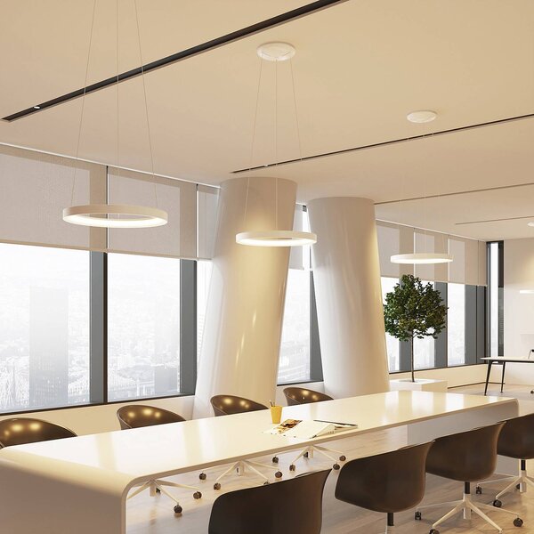 Arcchio Lampada LED a sospensione Vivy, Ø 58 cm, bianco, metallo Vivy Arcchio, dimmerabile, Bianco / Opale, Cucina, Metallo, Moderno