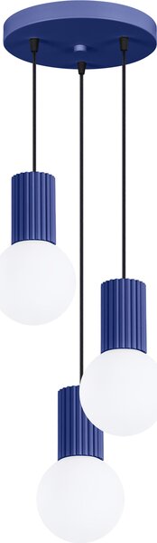 Lampada a sospensione HALO 3P ultramarine 3xG9 8W alluminio/vetro 125x25x25cm Sollux Lighting