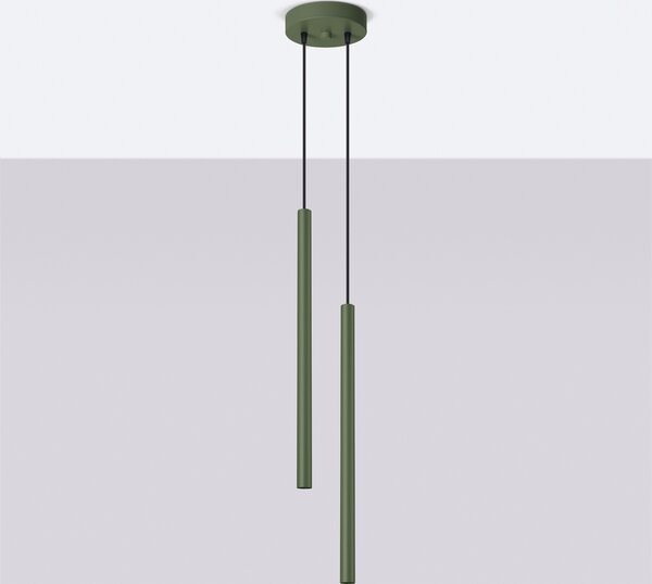 Lampada a sospensione PASTELO 2 verde oliva 2xG9 8W acciaio 104x15x15cm Sollux Lighting