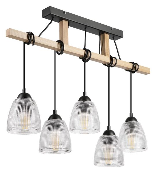 Lampadario su cavo LEANDRA 5xE27/15W/230V rovere/nero