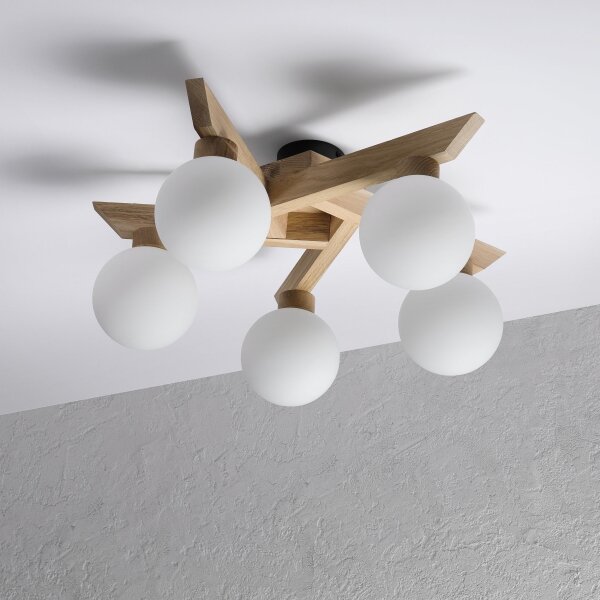Plafoniera ANTONIO 5xG9/5W/230V rovere/bianco