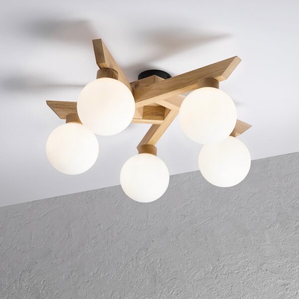 Plafoniera ANTONIO 5xG9/5W/230V rovere/bianco