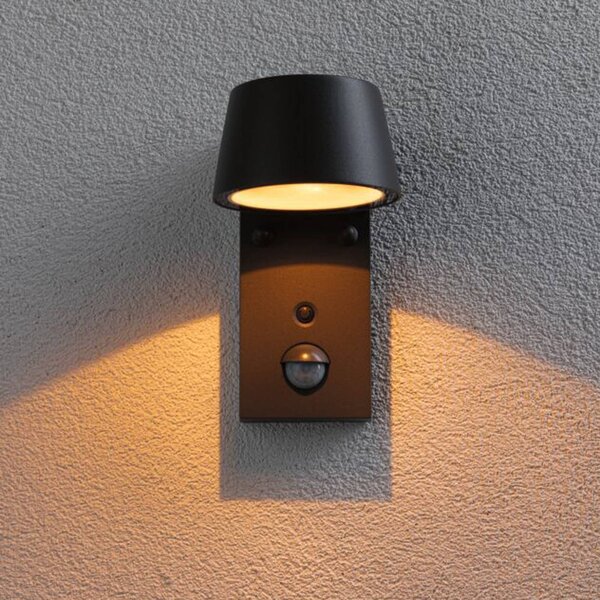 Paulmann Applique da esterni a LED con sensore Capea, Nero, Alluminio, Moderno, Applique LED da esterni