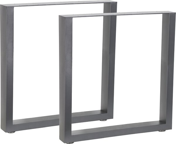 Set di 2 pattini per tavolo in acciaio 70×72 cm grigio, stile industriale, protezioni per pavimenti