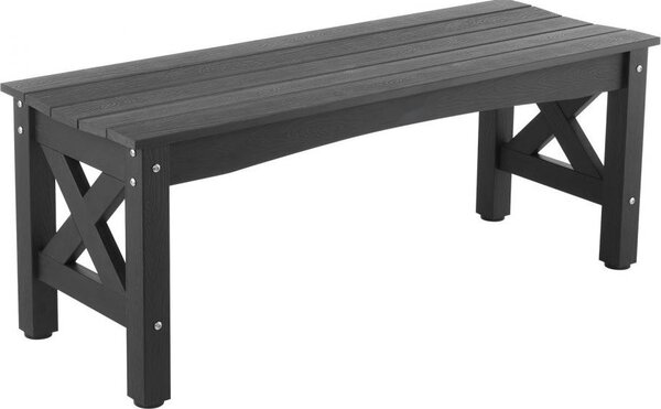 Panca da giardino in plastica nera - Panca da patio 113 cm - Panca da balcone per esterni - Panca da veranda resistente