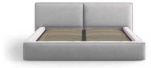 Letto matrimoniale imbottito grigio chiaro con contenitore e rete inclusi 180x200 cm Arendal - Cosmopolitan Design