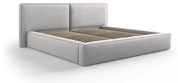 Letto matrimoniale imbottito grigio chiaro con contenitore e rete inclusi 180x200 cm Arendal - Cosmopolitan Design