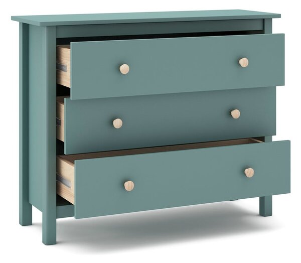 Cassettiera bassa per bambini in legno di pino color petrolio 100x80 cm Max - Marckeric
