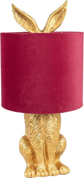 Clayre & Eef Lampada da tavolo Rabbit Ø 20x43 cm in poliresina color oro rosso