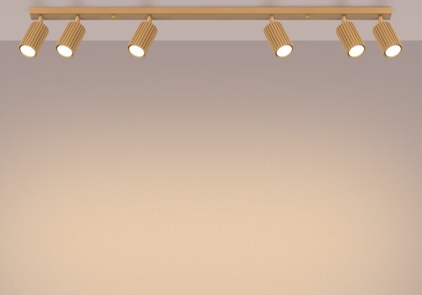 Lampada da soffitto KARBON 6L oro 6xGU10 10W alluminio 16.5x6.5x117cm Sollux Lighting