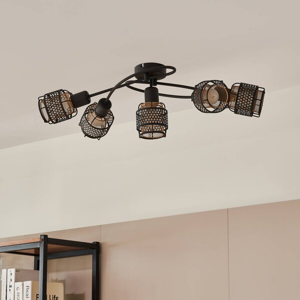Plafoniera soffitto Eudoria Lindby, dimmerabile, Nero, Soggiorno / Sala da pranzo, Metallo, Moderno, Plafoniera