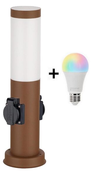 Brilagi - Lampada da esterno LED RGBW con 2 prese, 1xE27/9W/230V, 40 cm, IP44, marrone