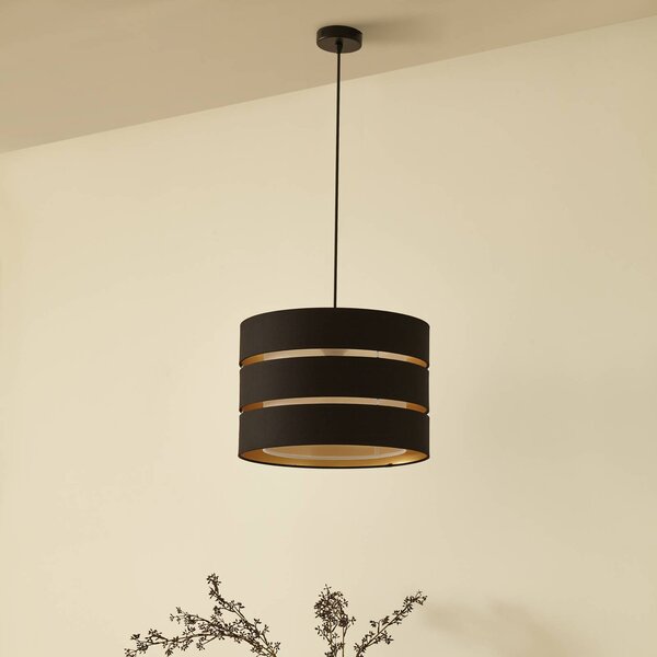 Lampada a sospensione Lindby, dimmerabile, Nero, Soggiorno / Sala da pranzo, Tessuto / Stoffa / Seta, Scandinavo, Lampada a sospensione