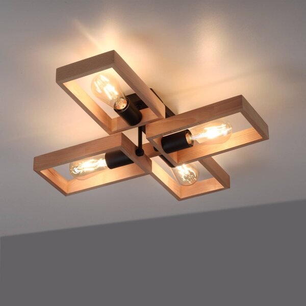 JUST LIGHT. GmbH Plafoniera soffitto Frame, dimmerabile, Legno chiaro, Soggiorno / Sala da pranzo, Legno, Plafoniera