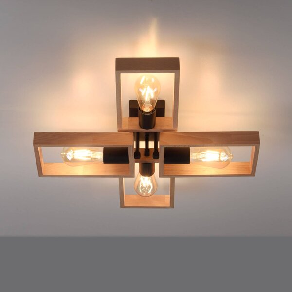 JUST LIGHT. GmbH Plafoniera soffitto Frame, dimmerabile, Legno chiaro, Soggiorno / Sala da pranzo, Legno, Plafoniera