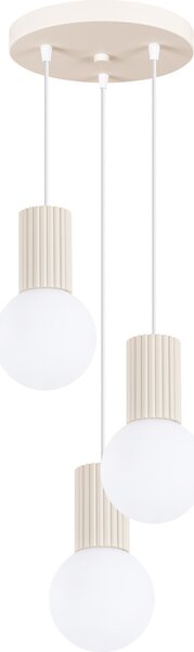Lampada a sospensione HALO 3P beige 3xG9 8W alluminio/vetro 125x25x25cm Sollux Lighting