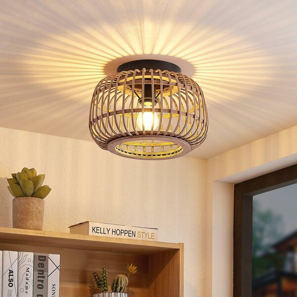 Plafoniera soffitto Bominio Lindby, dimmerabile, Legno chiaro, Soggiorno / Sala da pranzo, Legno, Scandinavo, Plafoniera