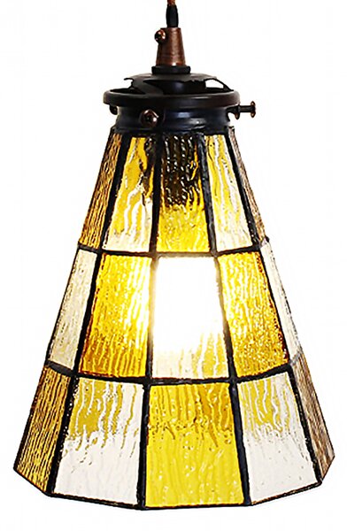 Clayre & Eef lampada a sospensione Tiffany Ø 15x115 cm in vetro giallo marrone