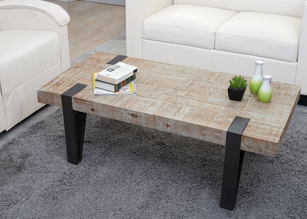 Tavolino da salotto MCW-A15b, tavolo da salotto, legno di abete massiccio rustico MVG 40x120x60 cm
