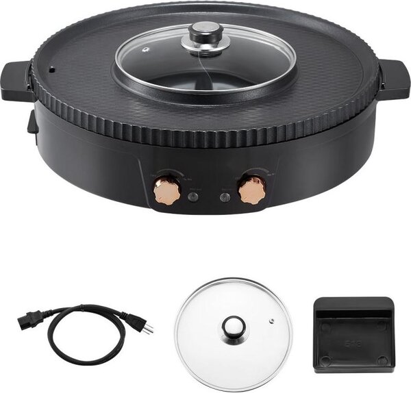 2 in 1 Grill elettrico senza fumo BBQ Grill e Hot Pot - 1800W grill con funzione hot pot