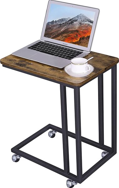 Tavolo per laptop Dante su rotelle - marrone rustico/nero