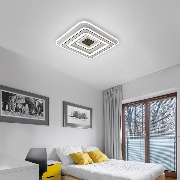 JUST LIGHT. GmbH Plafoniera a LED Tolago, dimmerabile, Bianco / Opale, Soggiorno / Sala da pranzo, Plastica, Moderno, Plafoniera LED
