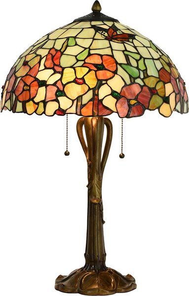 Lampada da tavolo Tiffany Clayre & Eef Ø 40x63 cm Beige Fiori di vetro rosso