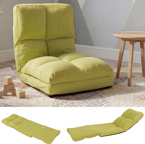 Poltrona da terra HWC-N45, poltrona letto pieghevole poltrona funzionale, funzione letto pieghevole struttura in acciaio velluto ~ verde