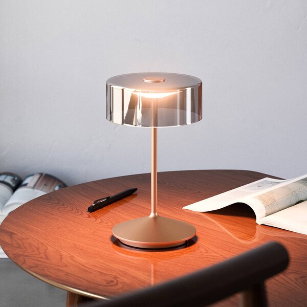 Sigor Numotion Lampada da tavolo ricaricabile a LED, bronzo, vetro, IP54, dimmerabile Numotion,, Bronzo / Ottone antico, Soggiorno / Sala da pranzo, Vetro, Moderno