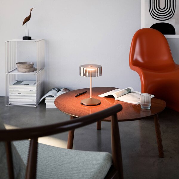 Sigor Numotion Lampada da tavolo ricaricabile a LED, bronzo, vetro, IP54, dimmerabile Numotion,, Bronzo / Ottone antico, Soggiorno / Sala da pranzo, Vetro, Moderno