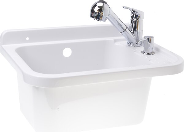 Aqbau® Set lavello Lavello da 50 cm Lavello incl. miscelatore monocomando estraibile