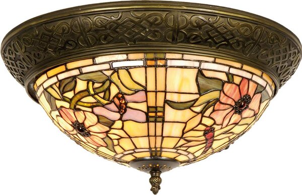 Lampada da soffitto Tiffany Clayre & Eef Ø 38x19 cm Fiori di vetro rosa beige