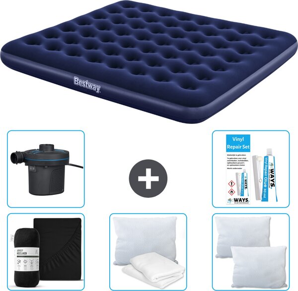 Materasso gonfiabile Bestway - 2 persone - 183 x 203 x 22 cm - Blu - Accessori inclusi