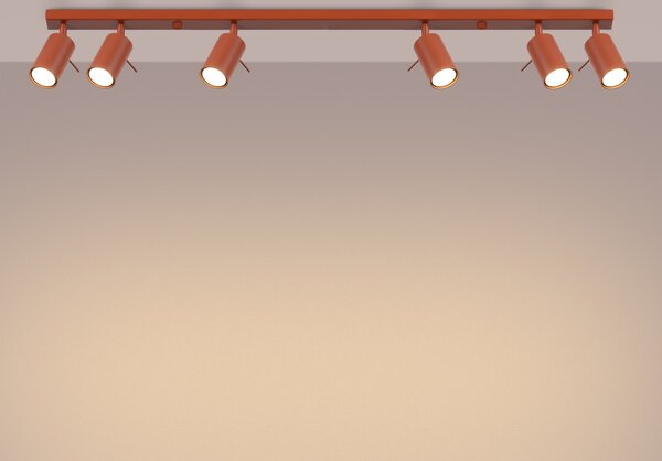 Lampada da soffitto RING 6L rosso ocra 6xGU10 10W acciaio 17x6x117cm Sollux Lighting